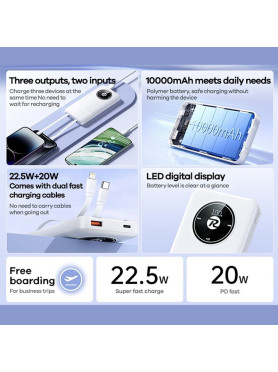 Remax Energy Eye Fast RPP-37 Power Bank 10000mAh με Θύρα USB-A και Θύρα USB-C Λευκό