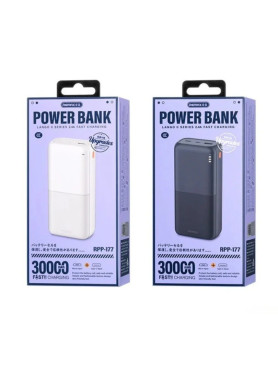 Remax RPP-177 Power Bank 30000mAh με Θύρα USB-A και 2 Θύρες USB-C Λευκό