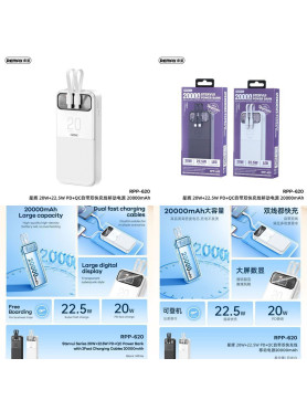 Remax RPP-620 Power Bank 20000mAh με Θύρα USB-A Power Delivery Λευκό