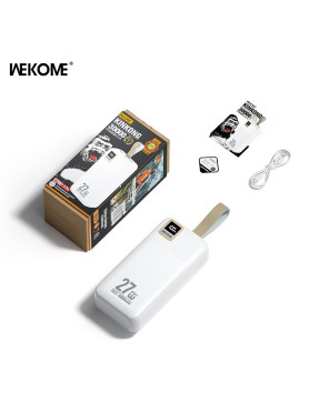 WK WP-96 Power Bank 30000mAh 27W με 2 Θύρες USB-A και Θύρα USB-C Λευκό