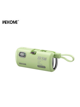 WK WP-19 Power Bank 5000mAh 22.5W με 2 Θύρες USB-C Πράσινο