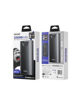WK WP-121 Power Bank 20000mAh με 2 Θύρες USB-A Λευκό
