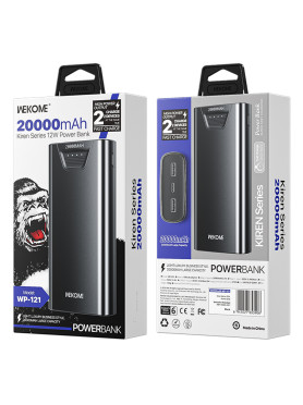 WK WP-121 Power Bank 20000mAh με 2 Θύρες USB-A Μαύρο