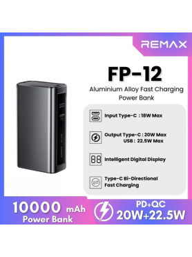 Remax FP-12 Power Bank 10000mAh 20W με Θύρα USB-A και Θύρα USB-C Power Delivery Μαύρο