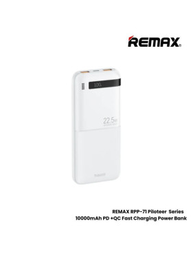 Remax RPP-71 Piloteer Series Power Bank 10000mAh 22.5W με 2 Θύρες USB-A και Θύρα USB-C Power Delivery / Quick Charge 3.0 Λευκό