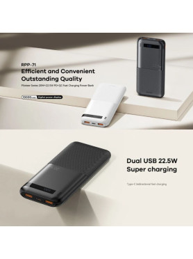 Remax RPP-71 Piloteer Series Power Bank 10000mAh 22.5W με 2 Θύρες USB-A και Θύρα USB-C Power Delivery / Quick Charge 3.0 Λευκό