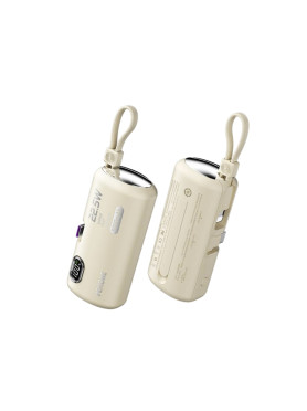 WK WP-19 Power Bank 5000mAh 22.5W με 2 Θύρες USB-C Μπεζ