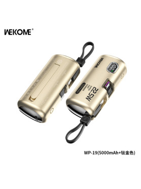 WK WP-19 Power Bank 5000mAh 22.5W με 2 Θύρες USB-C Μπεζ