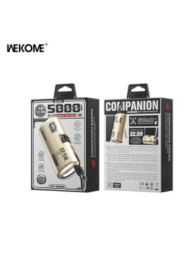WK WP-19 Power Bank 5000mAh 22.5W με 2 Θύρες USB-C Μπεζ