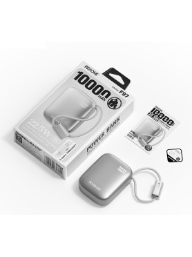 WK F97 Power Bank 10000mAh 22.5W με Θύρα USB-A και Θύρα USB-C Ασημί