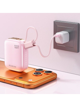 WK F97 Power Bank 10000mAh 22.5W με Θύρα USB-A και Θύρα USB-C Ροζ