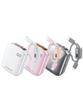WK F97 Power Bank 10000mAh 22.5W με Θύρα USB-A και Θύρα USB-C Ροζ
