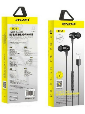 Awei TC-1 Type-C In-ear Handsfree με Βύσμα USB-C Μαύρο