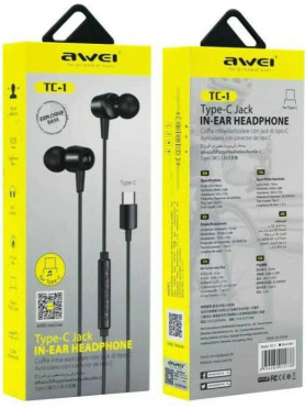 Awei TC-1 Type-C In-ear Handsfree με Βύσμα USB-C Μαύρο