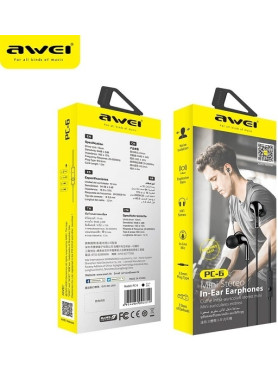 Awei PC-6 In-ear Handsfree Ακουστικά με Βύσμα 3.5mm Μαύρο