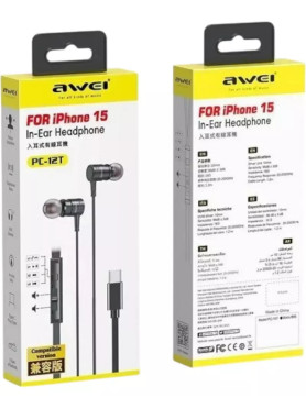Awei PC-12T In-ear Handsfree Ακουστικά με Βύσμα USB-C Μαύρο