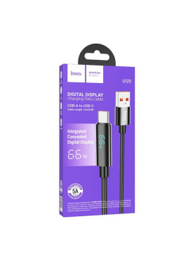 Hoco U125 USB 2.0 Cable USB-C male - USB-A 66W Μαύρο 1m