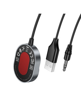 Wireless Car Receiver Hoco Aux Bluetooth Cable Jack 3,5 Mm E150 Metal Gray
