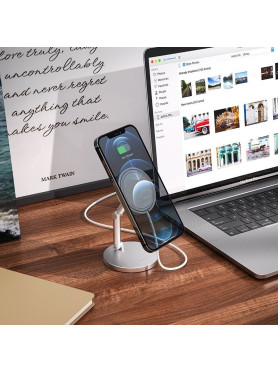 Hoco PH39 Βάση Φόρτισης MagSafe σε Ασημί χρώμα