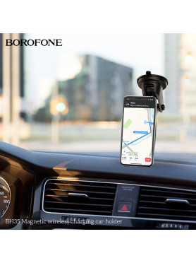 Borofone Βάση Κινητού Αυτοκινήτου με Ρυθμιζόμενα Άγκιστρα και Ασύρματη Φόρτιση Κωδικός: BH35