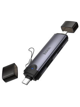 Hoco Card Reader Lightning USB 2.0 Type-C για SD/microSD Γκρι Κωδικός: HB56B