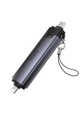 Hoco Card Reader Lightning USB 2.0 Type-C για SD/microSD Γκρι Κωδικός: HB56B