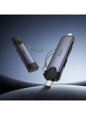 Hoco Card Reader Lightning USB 2.0 Type-C για SD/microSD Γκρι Κωδικός: HB56B