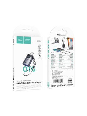 Hoco Μετατροπέας USB-C male σε USB-A female Γκρι 1τμχ