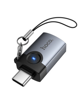 Hoco Μετατροπέας USB-C male σε USB-A female Γκρι 1τμχ