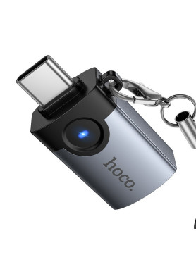 Hoco Μετατροπέας USB-C male σε USB-A female Γκρι 1τμχ