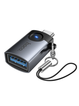 Hoco Μετατροπέας USB-C male σε USB-A female Γκρι 1τμχ