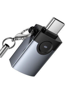 Hoco Μετατροπέας USB-C male σε USB-A female Γκρι 1τμχ