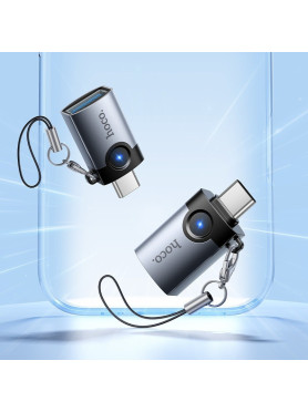 Hoco Μετατροπέας USB-C male σε USB-A female Γκρι 1τμχ