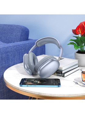 Hoco W35 Ασύρματα Bluetooth Over Ear Ακουστικά με 45 ώρες Λειτουργίας Μπλε