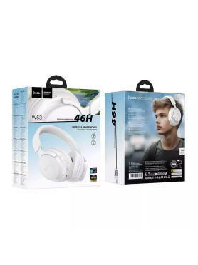 Hoco W53 Ασύρματα / Ενσύρματα Over Ear Ακουστικά με 46 ώρες Λειτουργίας Λευκά