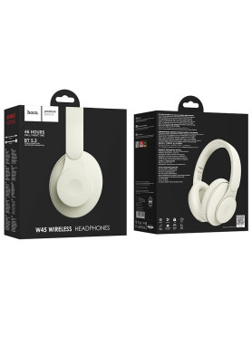 Hoco W45 Enjoy Ασύρματα / Ενσύρματα Over Ear Ακουστικά με 2 ώρες Λειτουργίας Λευκά