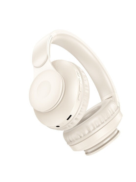 Hoco W45 Enjoy Ασύρματα / Ενσύρματα Over Ear Ακουστικά με 2 ώρες Λειτουργίας Λευκά