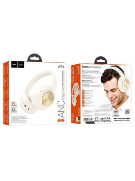 Hoco W54 Ασύρματα / Ενσύρματα Over Ear Ακουστικά με 30 ώρες Λειτουργίας Milky White