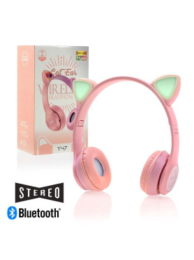 Cat Ears Y47 Ασύρματα Bluetooth On Ear Ακουστικά Ροζ