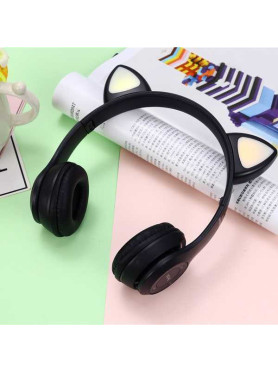 Cat Ears Y47 Ασύρματα Bluetooth On Ear Ακουστικά με Ραδιόφωνο Μαύρα