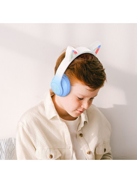 Hoco W42 Cat Ears Ασύρματα / Ενσύρματα Παιδικά Over Ear Ακουστικά με 12 ώρες Λειτουργίας Crystal Blue