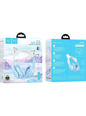 Hoco W42 Cat Ears Ασύρματα / Ενσύρματα Παιδικά Over Ear Ακουστικά με 12 ώρες Λειτουργίας Crystal Blue