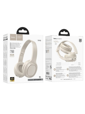 Hoco Charm W46 Ασύρματα Bluetooth Over Ear Ακουστικά με 20 ώρες Λειτουργίας Milky White