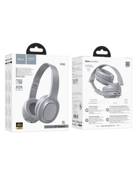 Hoco Charm W46 Ασύρματα Bluetooth Over Ear Ακουστικά με 20 ώρες Λειτουργίας Light Blue Gray
