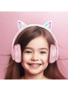 Hoco W42 Cat Ears Ασύρματα / Ενσύρματα Παιδικά Over Ear Ακουστικά με Ραδιόφωνο με 12 ώρες Λειτουργίας Cherry Blossom