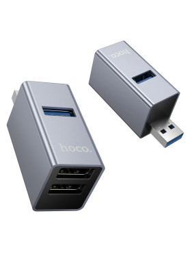 Hoco Hub 3 Θυρών με σύνδεση USB-A Γκρι Κωδικός: HB54