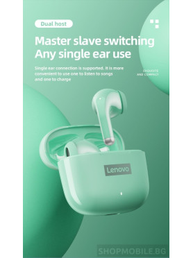 Lenovo LP40 Pro Earbud Bluetooth Handsfree Ακουστικά με Αντοχή στον Ιδρώτα και Θήκη Φόρτισης Πράσινα