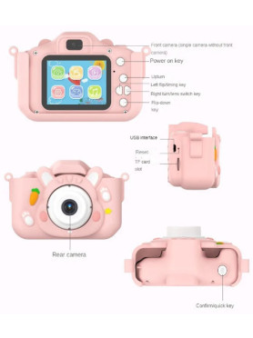 Rabbit Compact Φωτογραφική Μηχανή 2MP Οπτικού Ζουμ 8x με Οθόνη 2" Ροζ