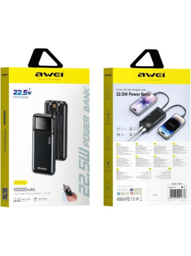 Awei PA-91 Power Bank 10000mAh 22.5W με Θύρα USB-A Power Delivery Μαύρο