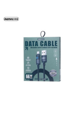 Remax Braided USB 2.0 Cable USB-C male - USB-A 66W Μαύρο 1.2m